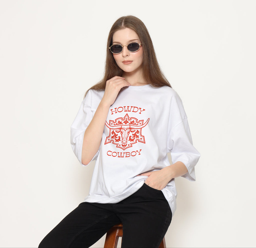 "Howdy Cowboy" Oversized Tee