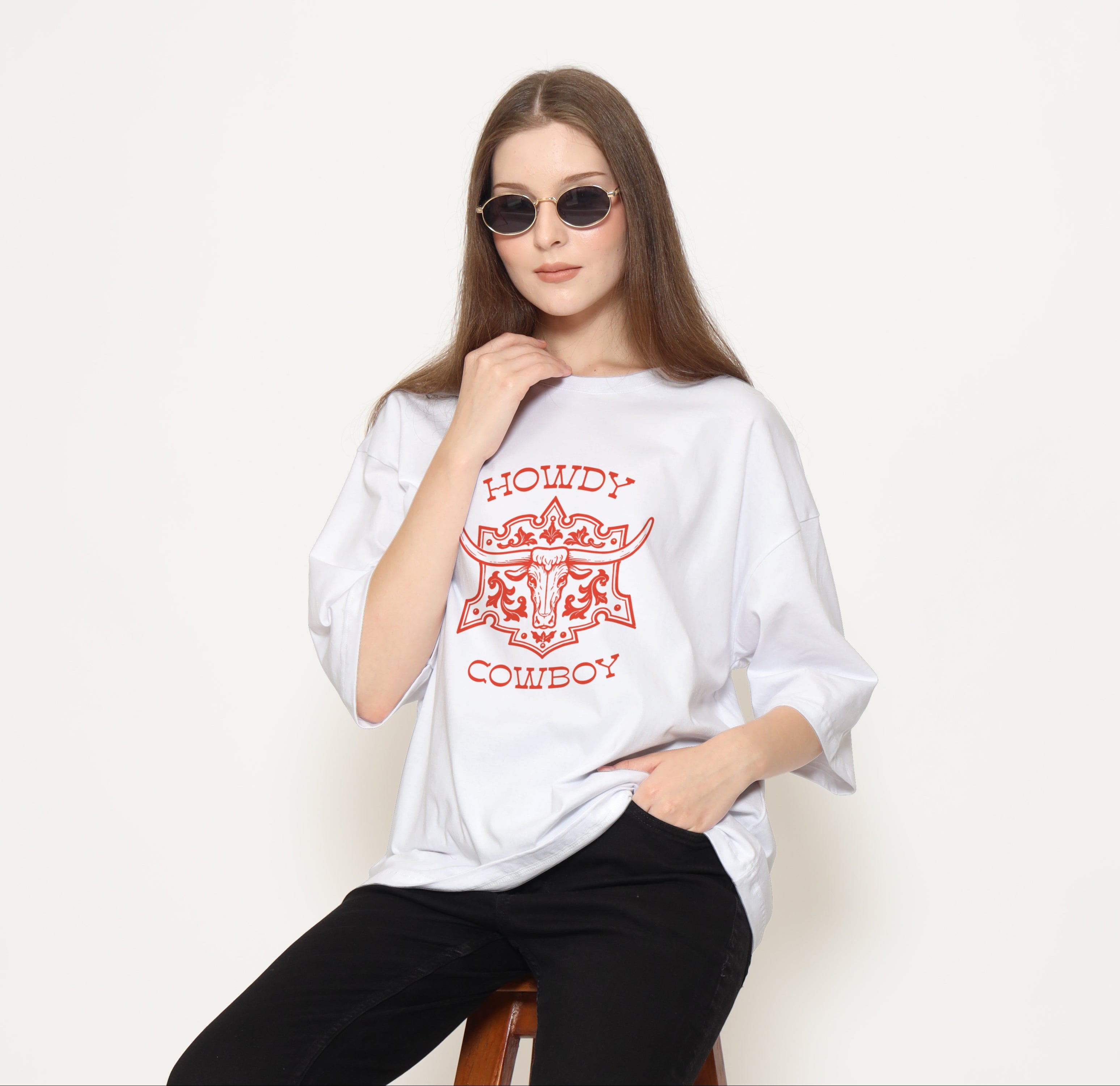 "Howdy Cowboy" Oversized Tee